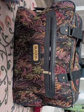 Buxton Floral Tapestry Travel Bag in Black, Pink, Green, Gold